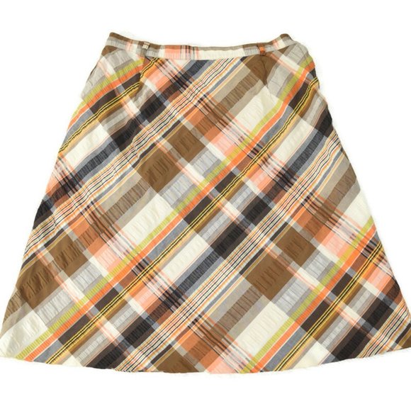 Summit of Boston Dresses & Skirts - Vintage 70’s Summit of Boston Fall Autumn A-Line Plaid Skirts Orange Brown S-M